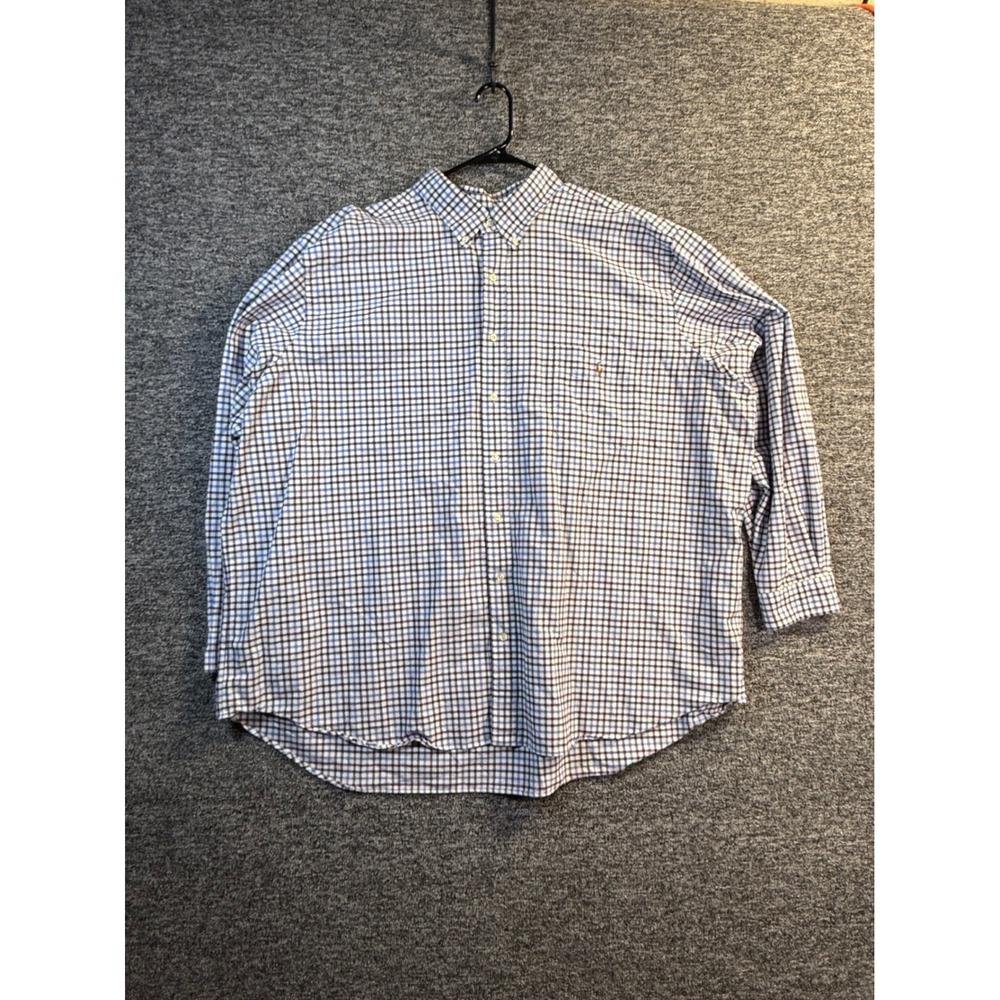 Ralph Lauren Mens 4XB Big & Tall Button Down Shirt Blue Purple Plaid Long Sleeve